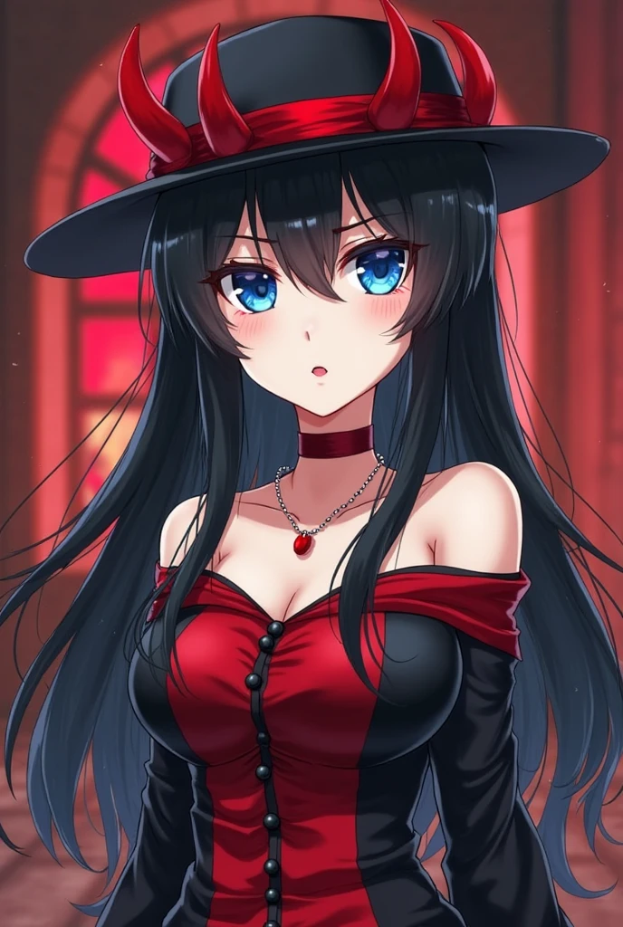 beautiful and seductive one girl being flirty and wearing witch clothes but the clothes is very revealing and seductive and the art style is anime but not too revealing