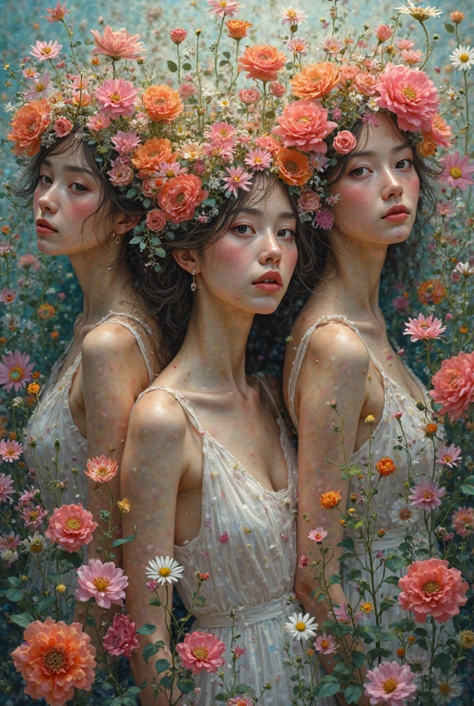 Delicate face,There is only one girl,Wear white cotton socks pinned with flowers,Bare thighs,high qulity,tmasterpiece,8K,s the perfect face,A face that is not obscured by anything,Full body diagram,Left and right symmetrical eyes,Symmetrical facial features