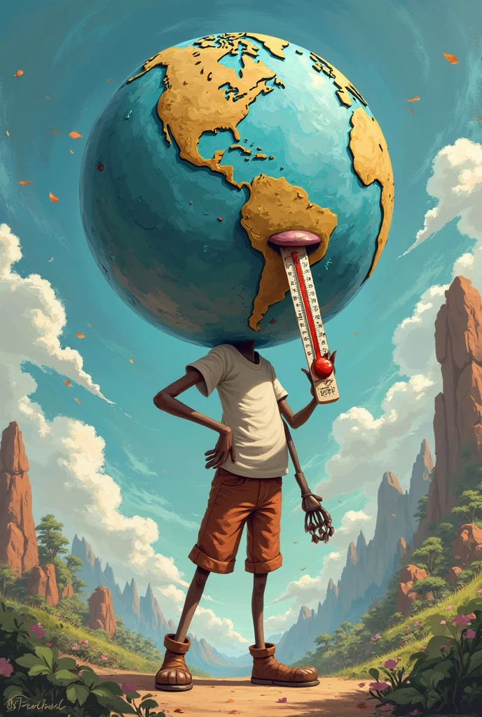 Atlas carrying the world flat, his entire body from head to toe