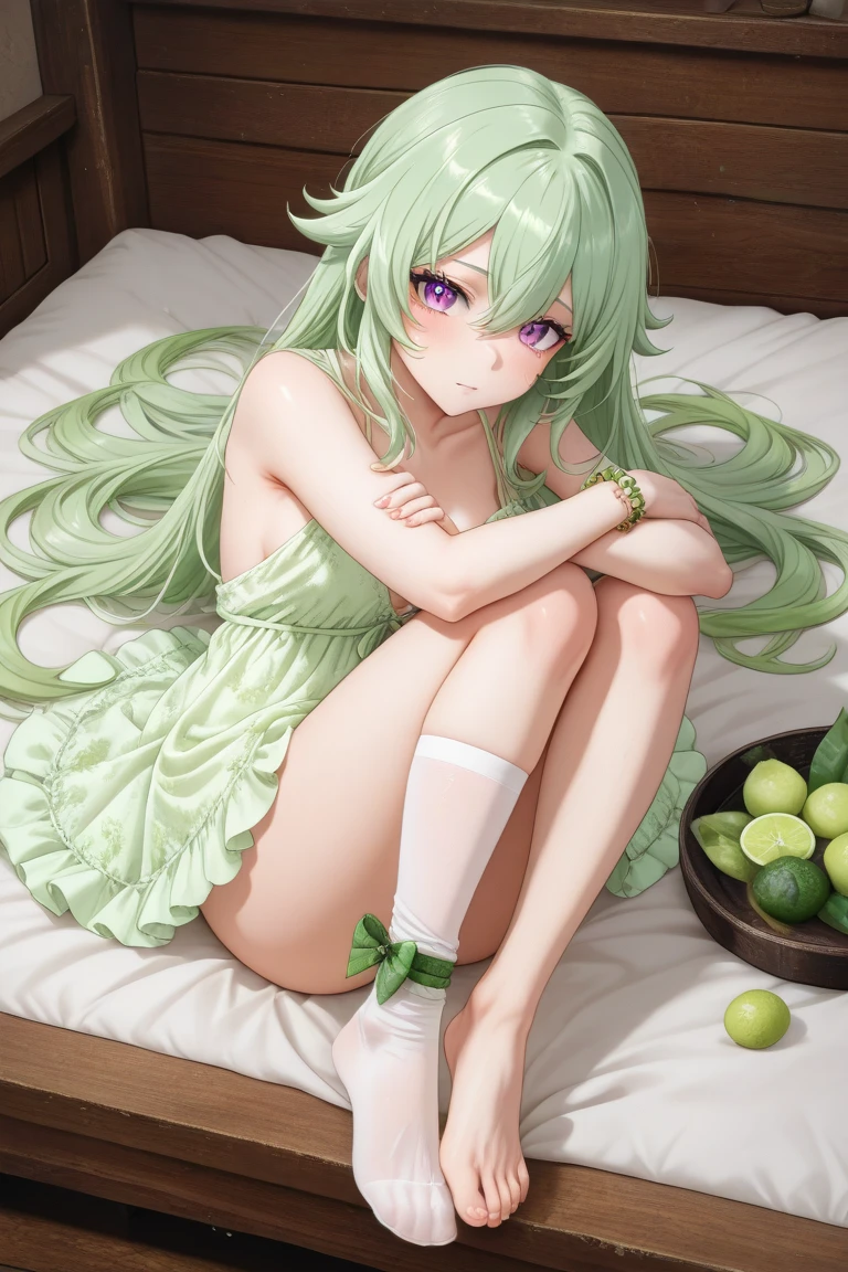 Mascagna、Nyaohha、Nyarote、Pokémon、green body,spread leg show off,on bed,