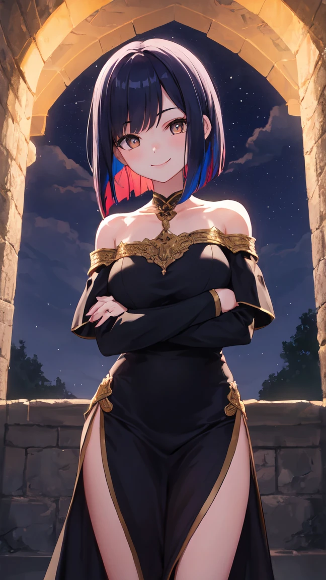 masterpiece, solo, 1girl, Furry, kemono, furry cat, anthropomorphic, female, black fur, black skin, blue eyes, medium breasts, wizard clothes, slave collar, sexy clothes, fantasy town, uploaded on e621,