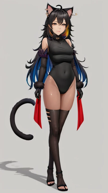 Femboy, fair skin, ninja outfit, ninja mask, fox ears, 9 fluffy tails, cleopatra long hair, 4 arms, full body.