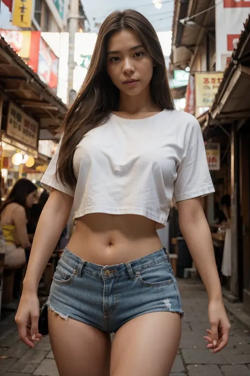 Beautiful 15 indian woman posing, straight photoshoot pose, full body portrait, moonlit night, night time, summer, walking on streat road, detailed face, cute, iconic, photorealistic, village temple, detailed background, breasts, sexy oversized loose tshirt and jeans , medium straight hair , symmetric face, masterpiece, 8k, ultra realistic ,