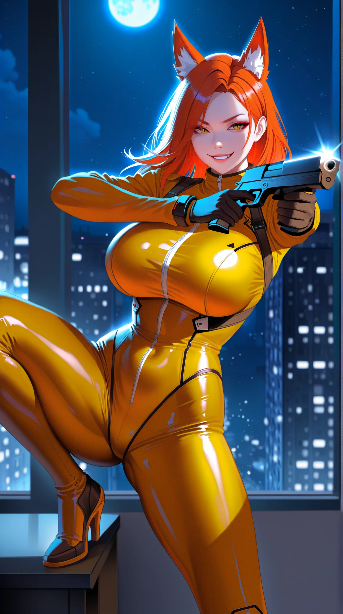 Workwear jumpsuit、Costume with glowing linesを着た女性, cyber punk, Punk Rock, Mosh Pit, (Highest quality,4K,8K,High resolution,masterpiece:1.2),Live Stage、Costume with glowing lines、Large sunglasses,Punkish hairstyle、Full body portrait
