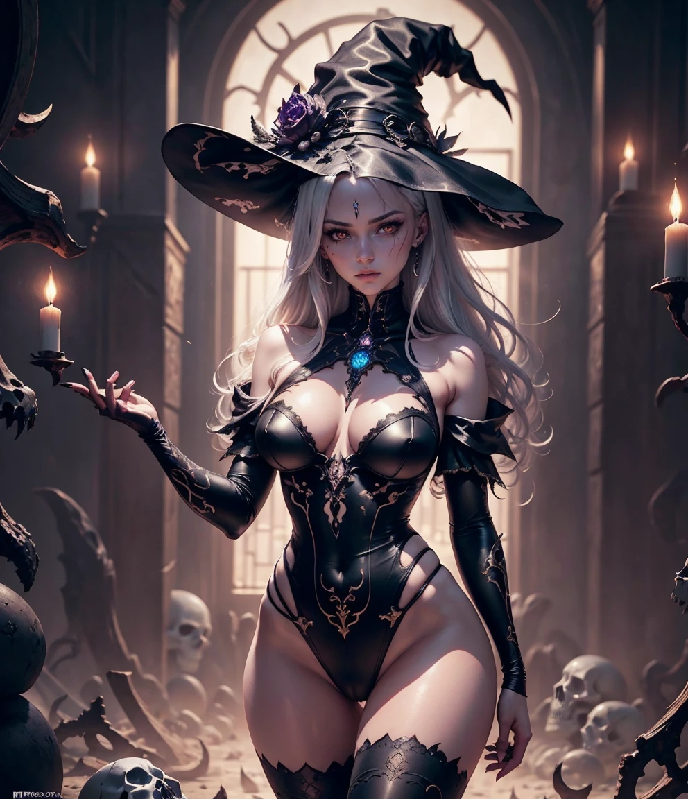 witch, big breasted, spell casting pose, power armor