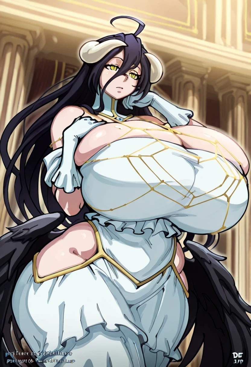 esdeath, blue eyes, blue hair, long hair, female focus, solo, 1girl, white skin, (masterpiece, best quality), absurdres, (intricate details), (colorful), cinematic lighting, extremely detailed CG unity 8k wallpaper, evil smile, closed mouth, naughty face, smile, smug, (((shiny skin))), wide hips, milf, navel, mature female, gigantic breasts, ((standing, hand on hips, arms on hips, from below)), PatchDef, pasties, bandaids on nipples, covered nipples, middle view, looking at viewer, milf, open mouth, plain background
