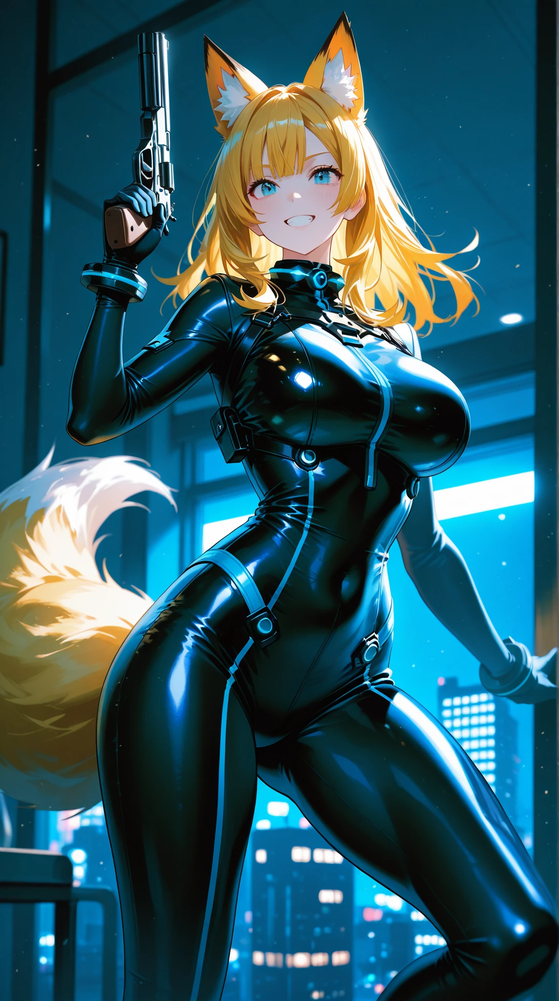 Highest quality, Highest quality, High quality illustrations, masterpiece, Ultra-high resolution, Detailed Background, Games Room, Absurd, Perfect Anatomy, performance, Good lighting, Shadows in the movies(kemono, Furry Personifi猫ion), Mascagna, Rubber suit, Rubber suit, latex, neon, neonライト, neonカラー