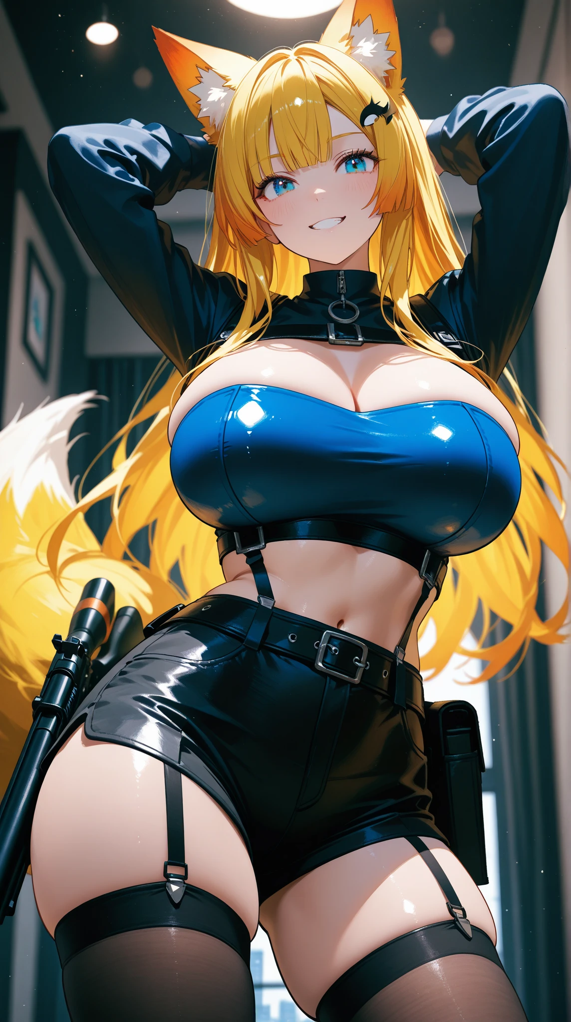 ((best quality)), ((masterpiece)), (detailed), perfect face, ((best quality)), ((masterpiece)), (detailed), perfect face, Big tits, asian girl, dragonball style, beatyful face, energie aura around a girl, goku, dragon ball, ((black and white leather clothes)),( (power)), energie, super powered, ((stocking)), ((she throws lightning energieball)), looking ahead ,((stocking)), ((orange mask)), ((volt energie around the girl)), ((more boobs)), ((sexy)), more fire, ((more dragon balls)), (lightning), blonde hair