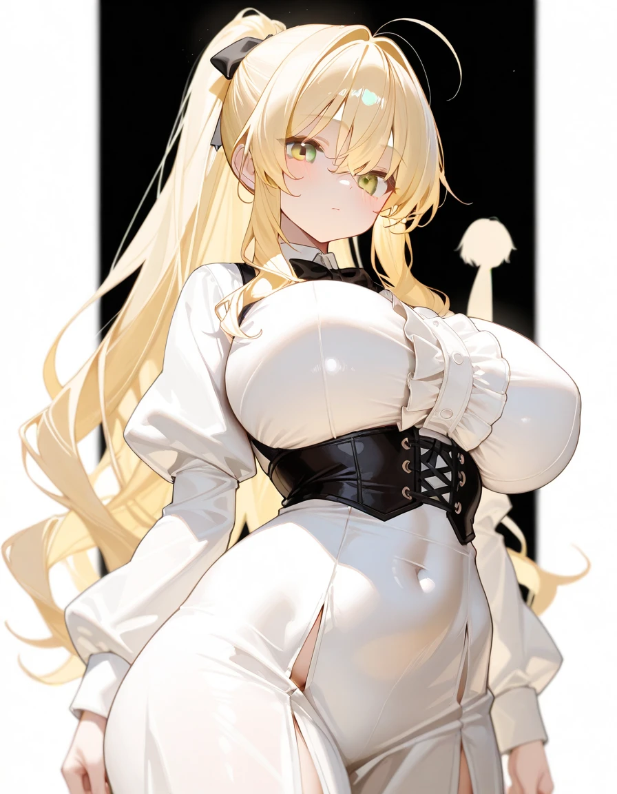 masterpiece, best quality, 1girl, solo, nikkecrwn, tiara, hair ribbon, drill hair, drill locks, Bunny girl、Fishnet tights、High heels、Large Breasts、boots, standing, parted lips, mature female, maternal, motherly, wide hips、Casino Background