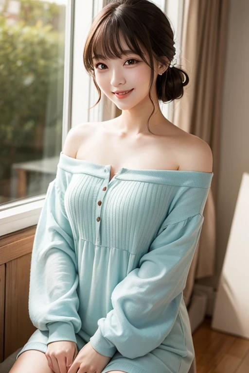 (french maid dress:1.3, Long Sleeve Ruffled Dress, White maid apron), (lie on the bed, Put head on crotch, waist armpit navel parted under covers, Stand on your knees and open your legs., crotch, Open legs and see panties through the hem of your skirt:1.3), (full length, whole body), (black hair, , (slim waist and large breasts style, short height:1.2), short bob hair, aqua eyes, blush stickers, one little star earring, lively eyes, younger sister girl, round face, eyebrows downward, light blush, Look at viewers, affectionate cute, cute girl, surreal high school girl, Look at viewers, natural smile, Hinano Himeno), (Surrealism, natural lighting, depth of field, Nikon, 8k, super detail, masterpiece, high details, anatomically correct, award winning), during sex, On a plush bed, Perspective from above, looking up at the viewer