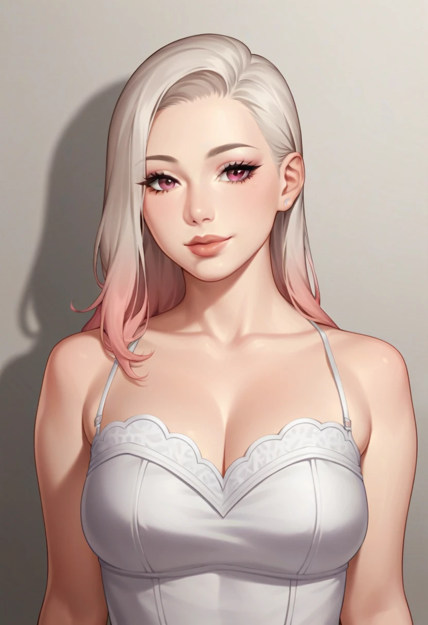 ((masterpiece), best quality, high quality, professional quality, highly detailed, highres, perfect lighting, natural lighting), Blush pink Velvet Bra and Panty Set with Lace Trim, Toned, Square Face, Fair Skin, Straight Nose, Thick Lips, Round Chin, Bronze glossy lipstick, flower, red Curly Hair Shoulder-Length Hair Bob, fashion studio, neutral light,Slimfit tracksuit, Phenom, Average Height, Firm, Oval Face, Tan Skin, Silver Hair, ice blue Eyes, [[Curved Nose]], Pouty Lips, Prominent Chin, Shoulder-Length Hair, Thick Hair, Fringed Bangs, perky breasts, Clip-on earrings, soft pink gloss lipstick