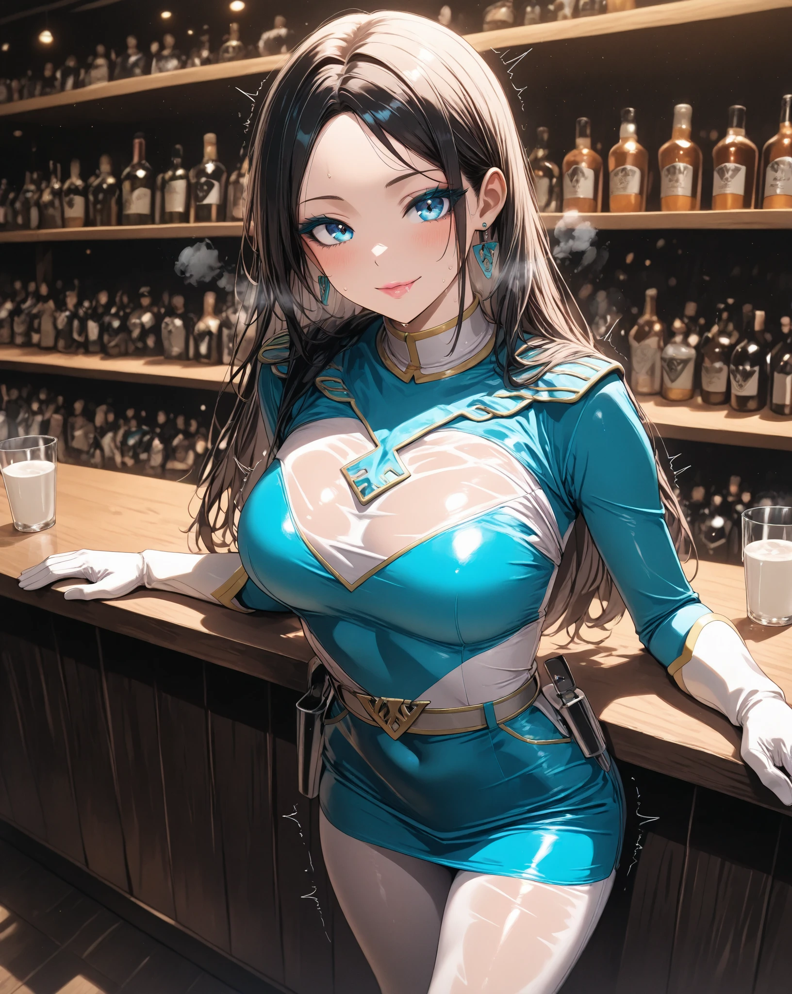 (((beautiful))),mary,blue sweater, white jacket, cropped jacket, long sleeves, open clothes, ribbed sweater, armband, huge breasts,(((shiny skin))), ((intricate details)), hdr, ((intricate details, hyperdetailed)), cinematic shot, sitting in cafe , drinking starbucks, vignette, ((art by alphonso mucha))