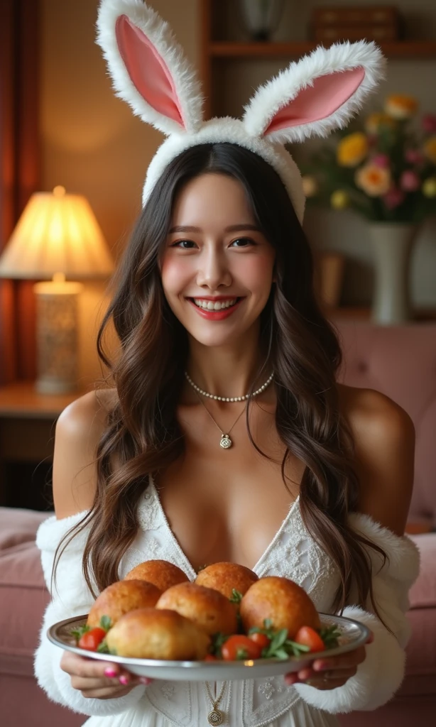 best quality, realistic, (bunny girl:1.3), (sexy:1.8),(laugh:1.5)