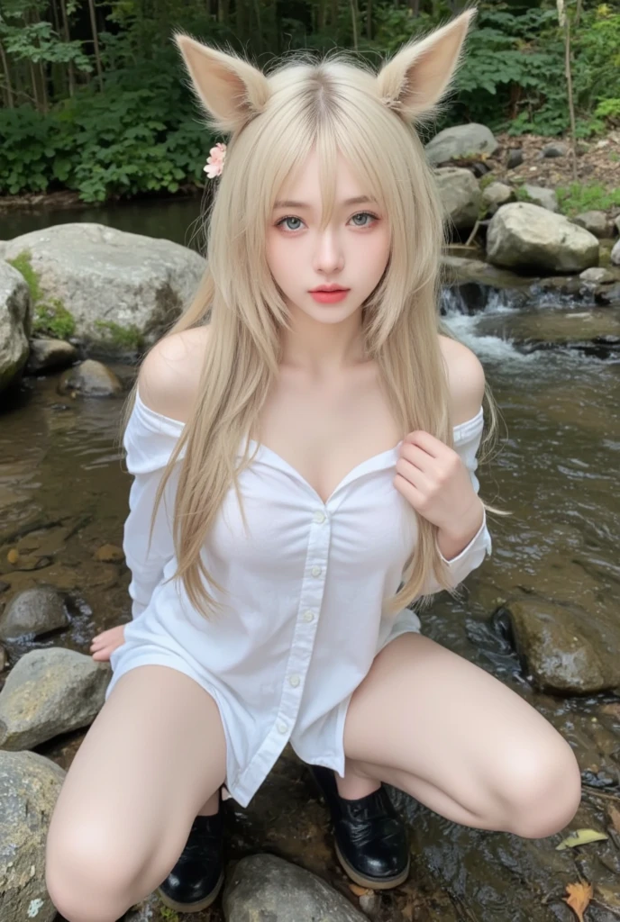 幻想的な空間に佇むbeautiful女性, ((Succubus:1.3)), 98k, {{masterpiece}}, highest quality, expensive quality:1.4), {{[[Front view}}, eye_touch,Multiple photo poses)]], Very cute face, and very pretty eyes, Cute Images, Cute Images, {{Half Body}}, {{{{{{{{Long legs}}}}}}}}, {{{{Sexy Body}}}}, {{{{{{背のexpensive女性}}}}}}, {{Height: 177cm}}, alone, beautiful, Lovely, Adorable, Pale skin, {{18〜22 year old German woman}}, look beautiful German girl and blue eyes or green eyes with platinum blonde hair color), Scandinavian German women, {{{{{{{{{{Half Girl}}}}}}}}}}, {{{{{{{{{{expensive_Heel}}}}}}}}}},Large Breasts，Beautiful belly button，Beautiful pelvis，Smiling
