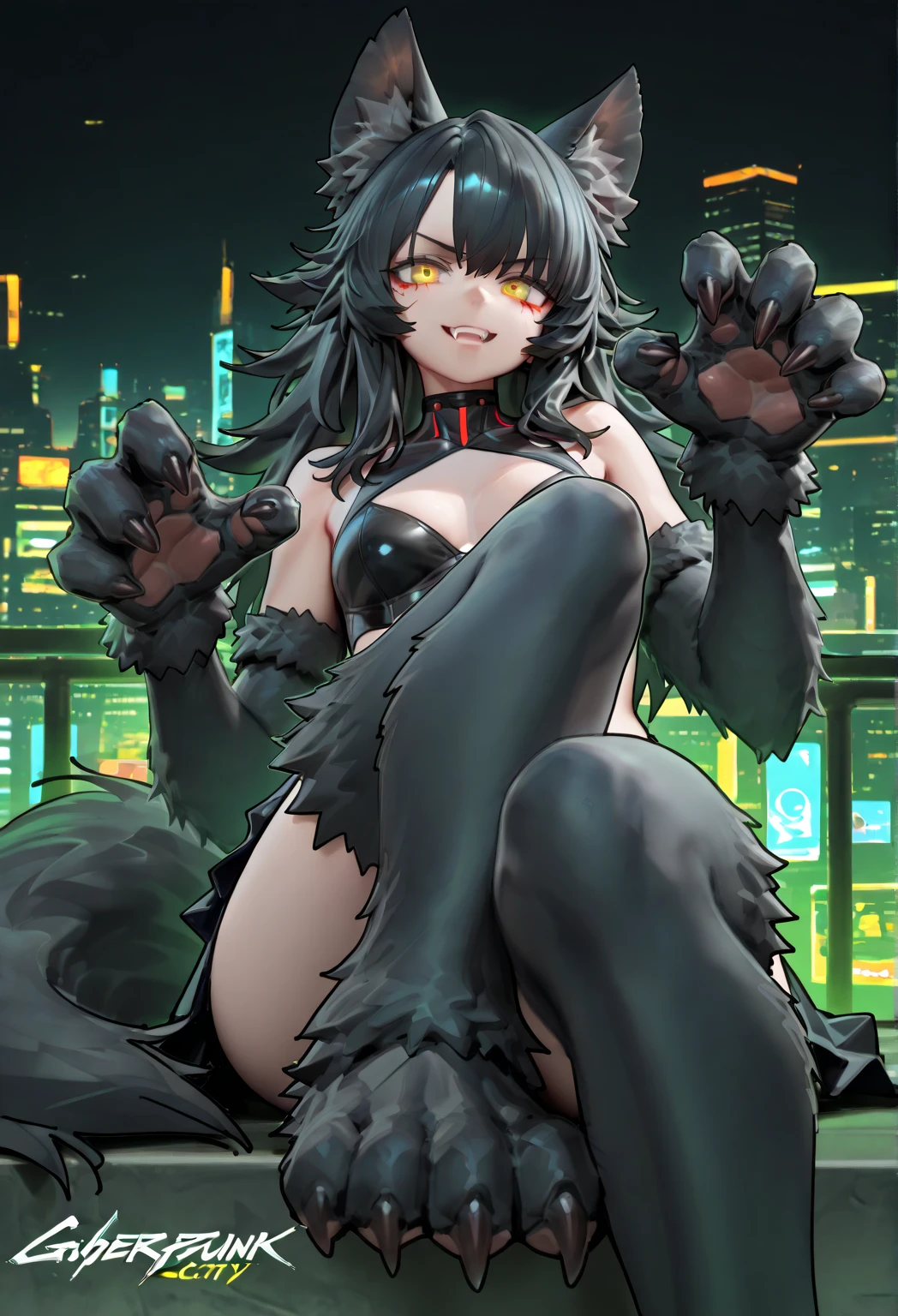 (masterpiece:1.3, Highest quality, Ultra-high resolution, Very detailed), (Realistic:1.1, photoRealistic:1.4), Beautiful illustrations, Perfect lighting,Written boundary depth, 美しいディtailまでこだわった髪, Beautifully detailed face, 美しいディtail, Beautiful clavicle, Beautiful body, Beautiful and juicy breasts, Beautiful thighs, Beautiful legs, View your audience, 1 girl,Perfect Face, (Perfect Anatomy, Anatomically correct), Cute and symmetrical face、Baby Face、((Shiny long hair)),(Beautiful views),(Outdoor, Blurry cityscape),(かわいいsmile, smile)、Sexy Body、(masterpiece),(Highest quality:1.3),8k,Very clear,(Ultra-realistic), One Girl,Wide Shot,((Large Breasts)),Wide Hips,Beautiful legs, Captivating woman,Sexy Girls(masterpiece、Highest quality、Very detailedな)、((One Girl))、((Black Hair))、((short hair))、((black eye))、((非常にLarge Breasts))、((Cat ear))、((Cat Costume))、((Cat'tail))、((Big Hips))、Cowboy Shot、((夜のBlurry cityscape))