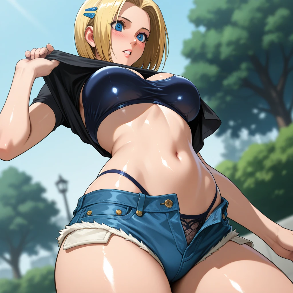 sad face,sad expressions,Dizziness,uncomfortable,Dizziness,eye closeds,Close up of woman wearing bikini top and short pants, Wearing shorter pants, photo of slim girl model, photorealistic perfect body, hot pant, Realistic shadow perfect body, short jeans pants, denim hot pant, wearing denim shorter pants, big chest and thin waist粗臀, shorter pants, realistic bikini, Denim short pants, big chest and thin waist, Tight short pants,Long blonde hair,coiffed blonde hair,wavy roll,Gilet blanc,