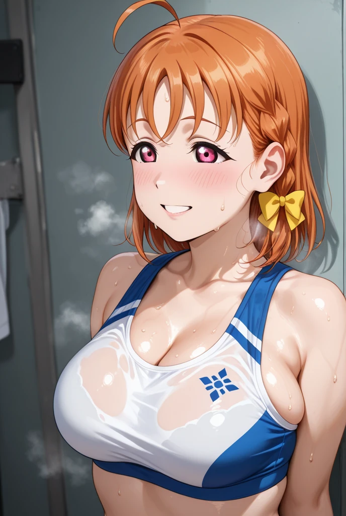 (Highest quality, 8K, masterpiece :1.3),Mrs. Yuigahama,ガハMom, As I expected, my youth romantic comedy is wrong。, One woman,Bun Hair,30 years old,Mom,Orange Hair,nsfw,Bewitching Smile,Sexy pose,Sex with a man
