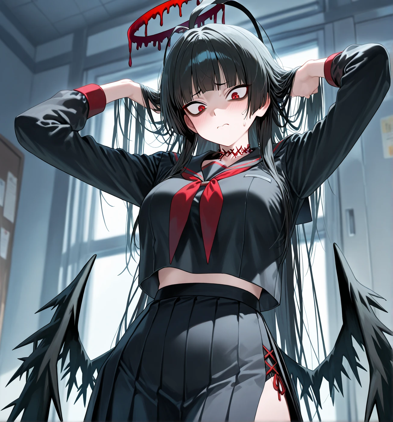 Zombie little girl,With vampire teeth,lie on the floor,exposed胯部,white transparent,凸起sexy的,There are on the street,watch,Spread the joy of leg presses,Clothes are tattered,There are bite marks on the body,View from the side,pained expression,sexy的,Lordosis and kyphosis,Half-kneeling position,His whole body is covered with blood,crazy,Bite marks all over the body,Skin changes,Grow claws,The main character is biting another ,Grow fleshy wings,Grow a fleshy tail,youth,Junior High School Girl,open,Exaggerated expression,legs spread apart,exposed胯部,Wearing gymnastic clothing,exposed,yandere,Blood-colored clothes,lean down,forward and backward,sexy,charming,Scene,best quality,dark background,loli,Gothic,Have vampire blood,Grow vampire wings,Grow a vampire tail,Sharp teeth