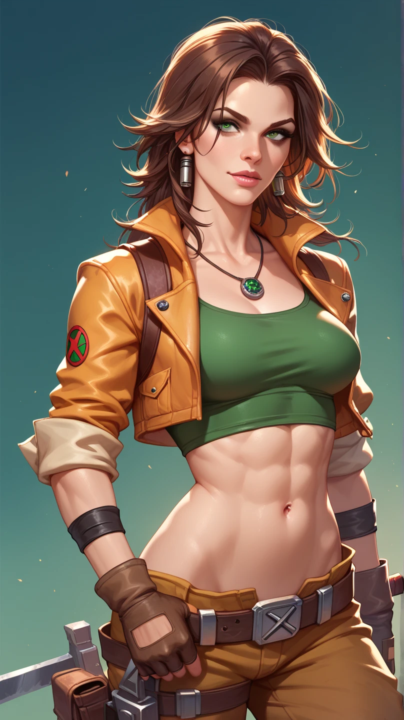 a cartoon of a woman in a green bikini and a green jacket, franco para, Dinah Drake, Krenz Cushart e Artgerm, por Yoshihiko Wada, Poster body, artgerm e lois van baarle, Poster art, comic Poster style, green bikini, Artgerm extremamente detalhado, retrato de corpo inteiro de jean grey, Poster