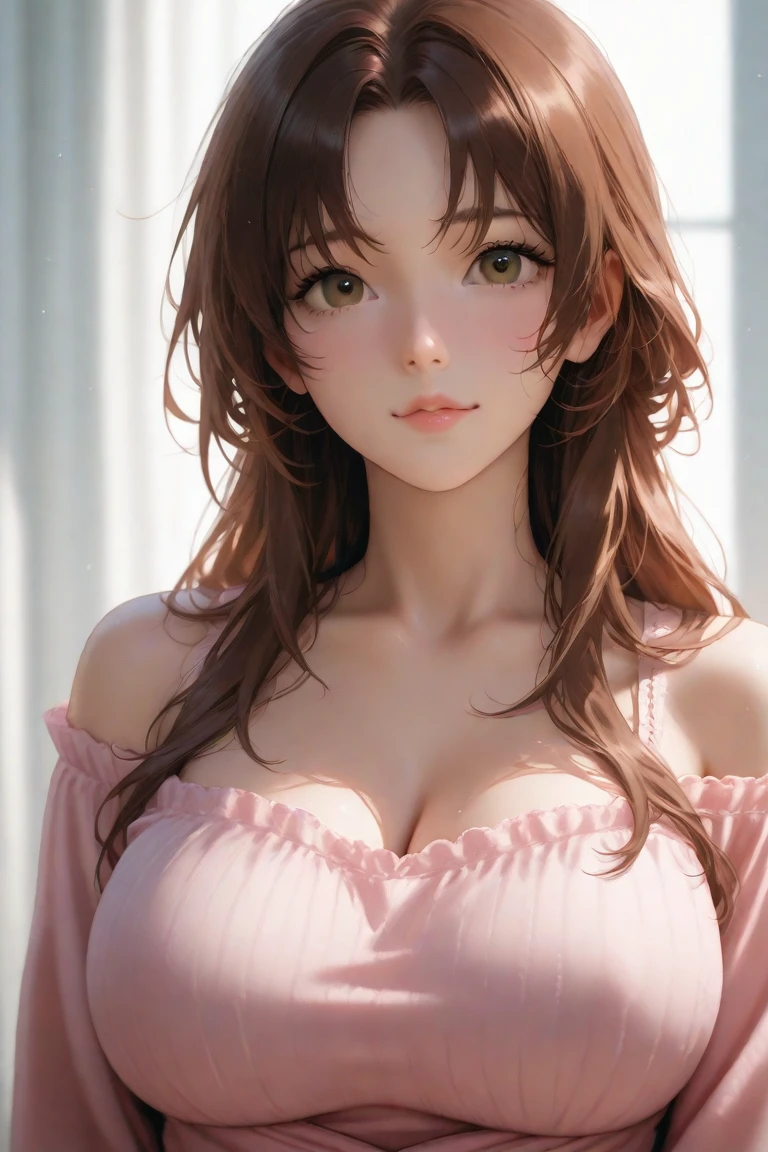 Puffy cheeks　Blushing face　Angle from the chest　natta　Brown hair multicolor shorthair