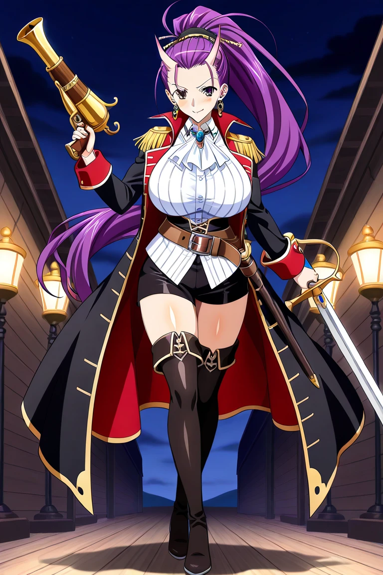 kura satomi, long hair, blush, lipstick, evil smile, fur trim, mature female, gloves, fur-trimmed coat , witch hat, black dress, long sleeve, holding a wand, castle, outdoors,, masterpiece, best quality, highly detailed, a anime girls in long dress with navel cutout posing for a picture, evil smile, smile, open mouth, (nsfw) not safe for work, revealing dress, beautiful dress center opening , long dress with bellybutton showing, ecchi anime style, anime girls, ecchi style, ecchi, digital anime art!!, in anime style, official artwork, visual novel cg, beautiful anime girl, anime style 4 k, exposed navel, exposed bellybutton, jewelry, earrings