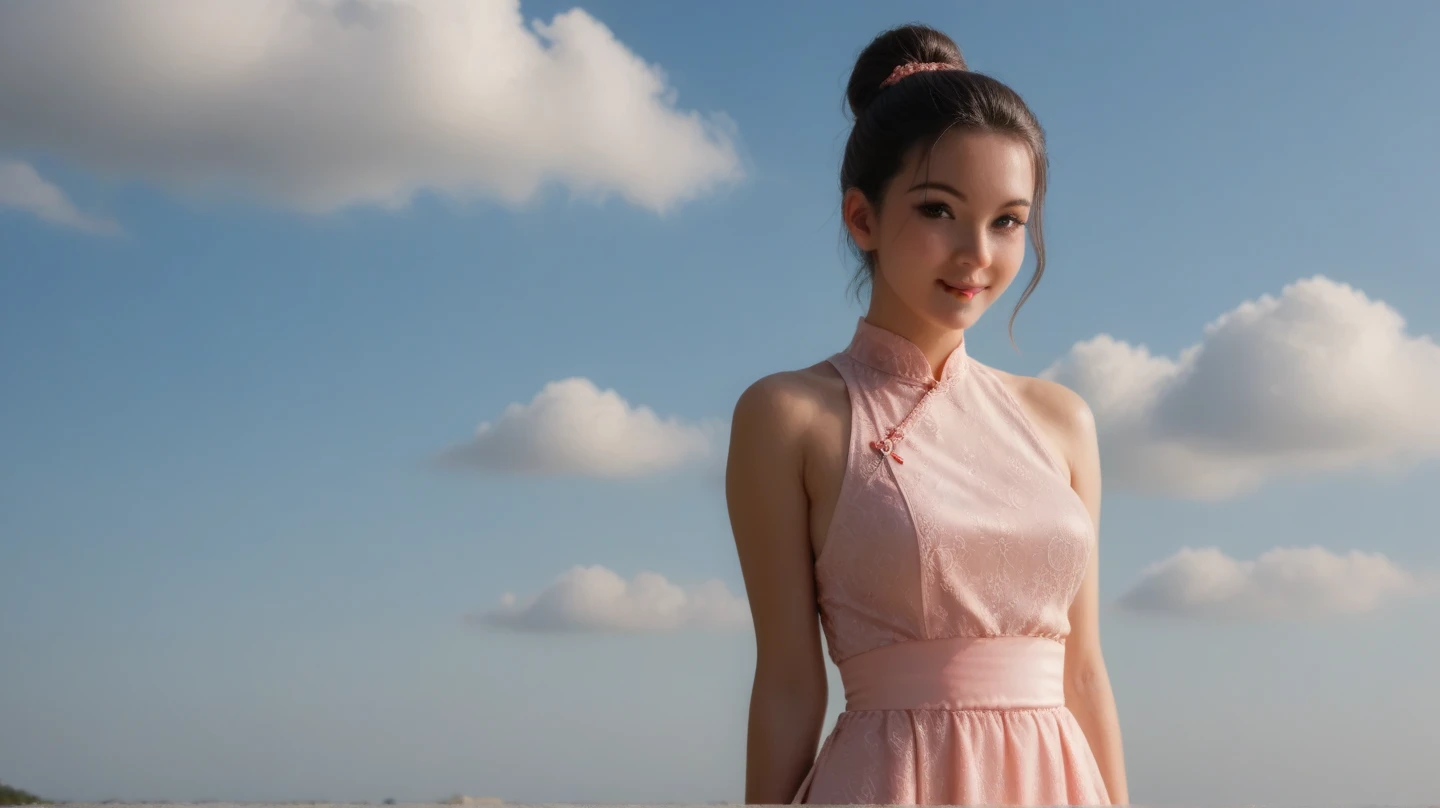masterpiece, best quality,(Cinematic sense), photography, 1woman <lora:Agathe_Auproux:1>, detailed, 4k, HDR, shallow depth of field, broad light, high contrast, backlighting, bloom, light sparkles, chromatic aberration, sharp focus, RAW color photo,china dress,Highly detailed face,detailed eyes,(solemn looks),classical Chinese garden, perfect hands, flonix_better