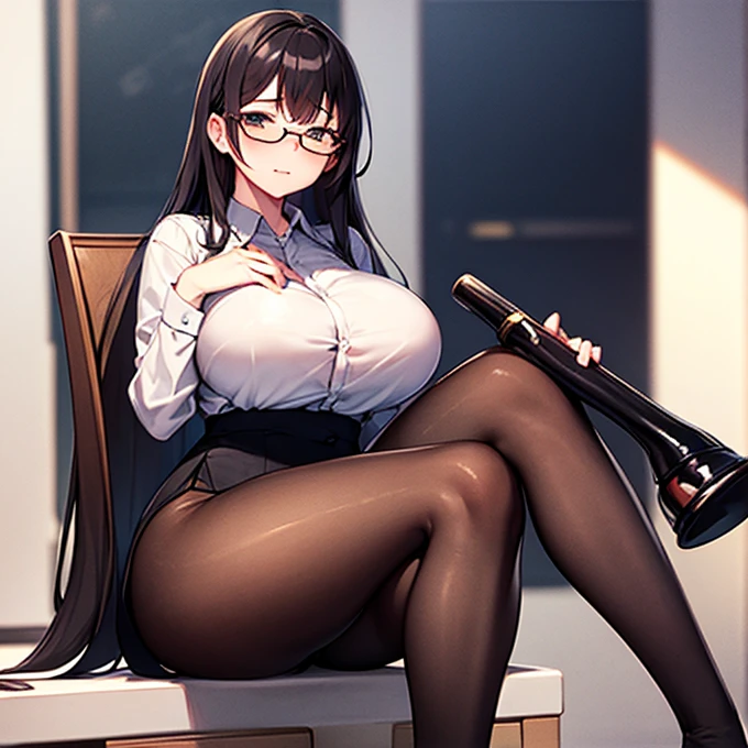 masterpiece, best quality, high definition images, atmospheric perspective, expressive eyes, perfect face, ultra detailed, solo, 1mature seductive woman, alluring pose, office lady, luxury, black semi long straight hair, simple glasses, elegant business suits, jacket, blouse, cleavage, pencil skirt, tight mini skirt, spread legs, panties, curvy, thighs, silk panties stockings, high heals, stern expression, shy, open mouth, from below, in office, at night,