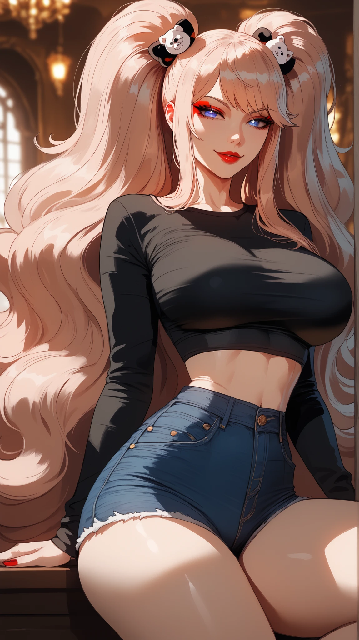 ((masterpiece), best quality, high quality, professional quality, highly detailed, highres, perfect lighting, natural lighting), cow face pose, compression leggings and fitted top, Queen, Short, Narrow Hips, Round Face, Tan Skin, Blonde Hair, pink Eyes, Long Nose, Thin Lips, Round Chin, Long Hair, Fine Hair, Angled Bob, full breasts, Threader earrings, pink cream lipstick,Golf pants and golf polo, Belle, Average Height, Thin, Heart-Shaped Face, Dark Skin, Chestnut Hair, Gray Eyes, [[Curved Nose]], Thin Lips, Receding Chin, Shoulder-Length Hair, Fine Hair, Fishtail Braid, augmented breasts, , gloss stain lipstick, skipping