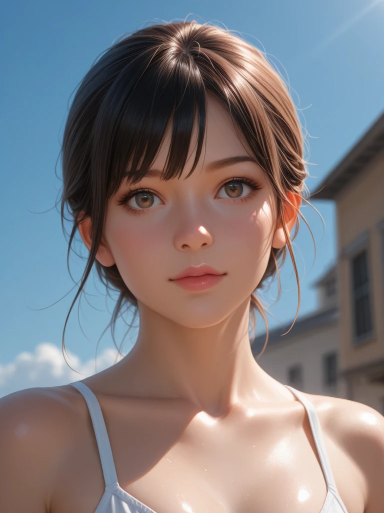 (sfw:1.8),Real、8K、(masterpiece), (Very complicated:1.5), (Realistic), A woman in a purple dress taking a photo,French、1 female、Woman portrait、36 years old、round face、Brown Eyes、(Close-up of face:1.3)、Big Eyes、Drooping eyes、 Plump face、ponytail、smile、The most beautiful in the world,, White skin、delicate、 Upper Body, night、Strong lighting on the face, Detailed professional photos of beautiful women, Sharp focus, Cinema Lighting, rendering , ( Blurred Background, Depth of written boundary),((Realistic)), ((Sharp focus)), (Highest Resolution), ((masterpiece)), Professional Cinema Lighting