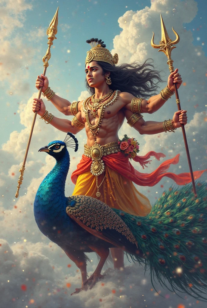 lord murugan with peckcock and vel