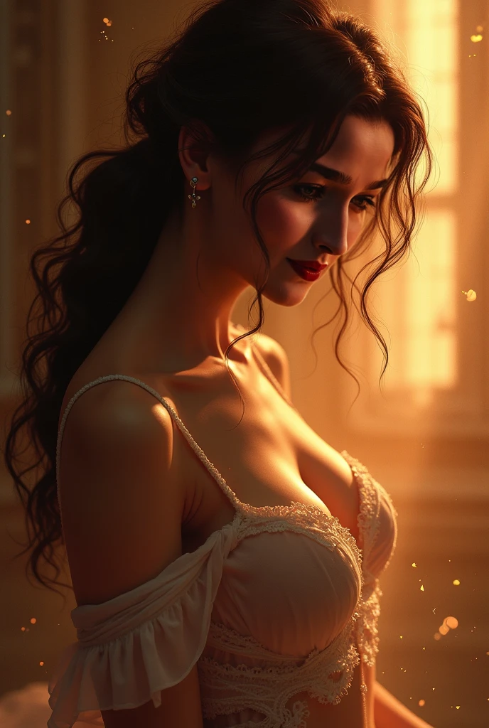 beautiful young girl, old man, large breasts, cinematic lighting, dramatic contrast, hyper-realistic, 8k, ultra-detailed, photorealistic, masterpiece, intricate details, high quality, chiaroscuro, dramatic shadows, soft focus, tender embrace, warm color palette, emotionally evocative, classical composition, oil painting, digital painting