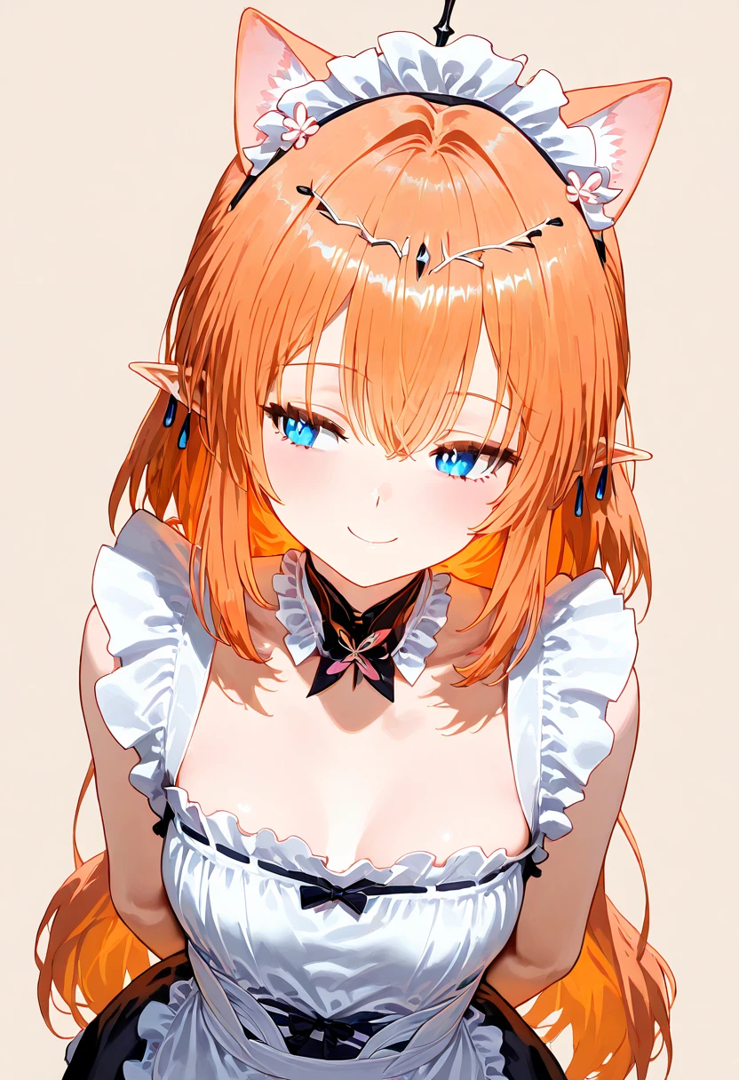 Marie、masterpiece、Best image quality、最high quality、1 person、girl ((Open Mouth Smile), independent , Looking into the camera, masterpiece, Anime art style, Cute Characters, Most detailed, high quality、Shiny Hair、Very fine and beautiful bright eyes、Very detailed, clear and beautiful face, Awards, (((Anatomically correct)))、Cat ear、Orange Hair、Lolita、Small breasts