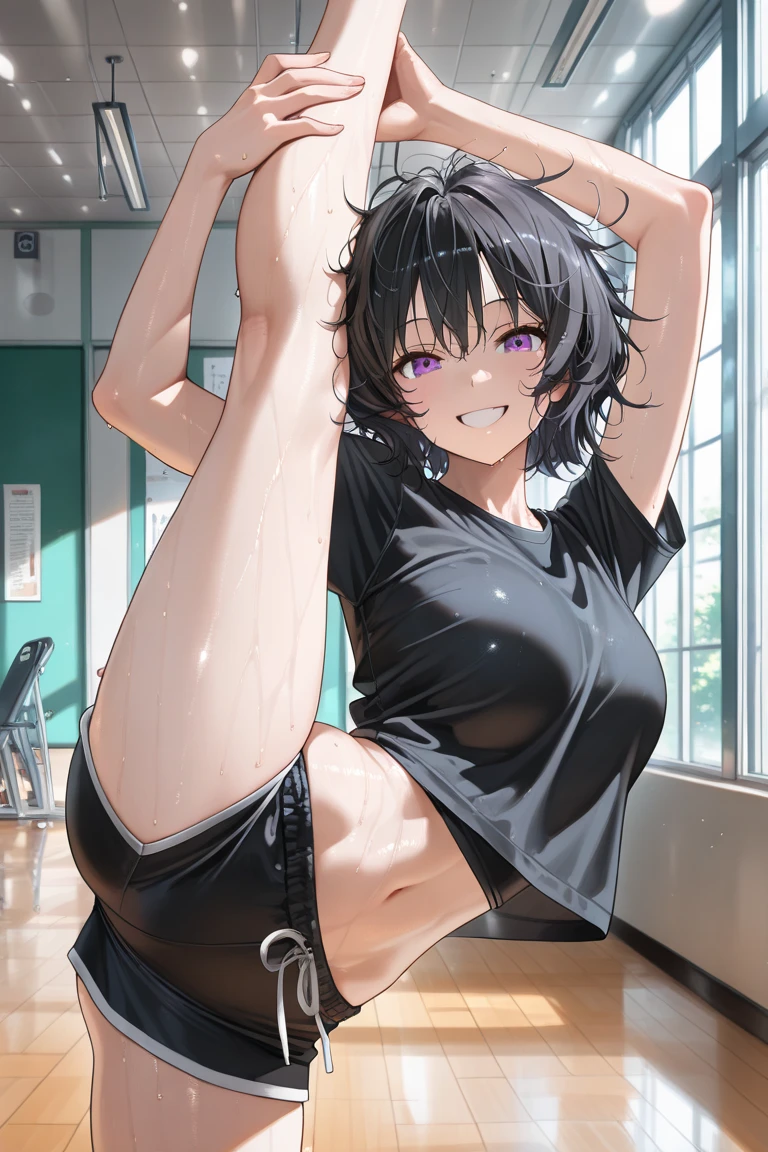 1girl, shy girl, (perky breast), (hard nipple), small breast, wet body, opening legs, camel toe, kawaii face, well proportioned face, embarrassed, black eyes, black hair, blunt bungs, short bob hair, see-through swimsuit, transparent swimsuit, racing swimsuit, skin dentation, small breasts, slender body, dressing room in the school, full body, from below angle, nsfw, vaginal rundown , pee, peeing, peeing self,