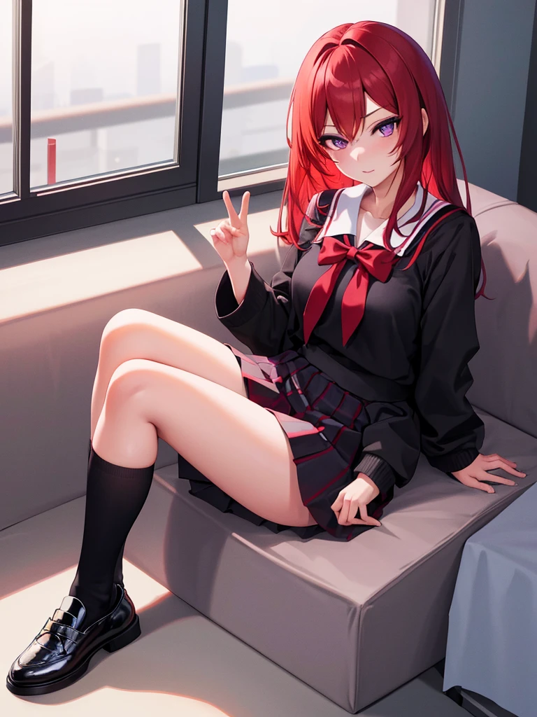 1 Girl, Solitary,, black High Leg Raise, breast, cleveage,chen motong, long hair, (((red hair))), (((red eyes))),Hair hanging down on both sides of the face,Hair hanging down on both sides of the face,Hair hanging down on both sides of the face,(Red pupils) ,see-through white sailor serafuku school uniform , Long hair, White,White,Looking at the audience, Red hair, red short nails, Golden Eyes, Solitary, High Leg Raise, Squeeze the meat,Squeeze the meat吊带,Squeeze the meat吊带, very Long hair, ((masterpiece)), sitting, Chair, table, computer on table, Name Tags, id tag, indoor, Smile, ((blush)), Shy, Sexy pose,Bitch Virgin,Bitch Virgin,Bitch Virgin,Bitch Virgin