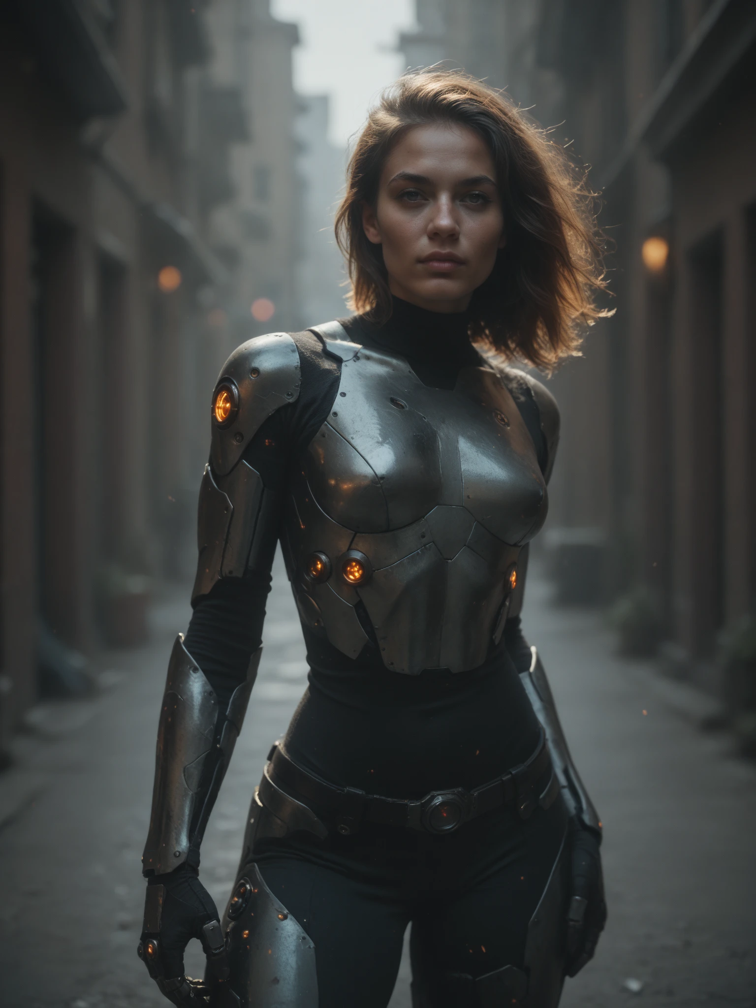 Indonesian woman wearing futuristic mini armor