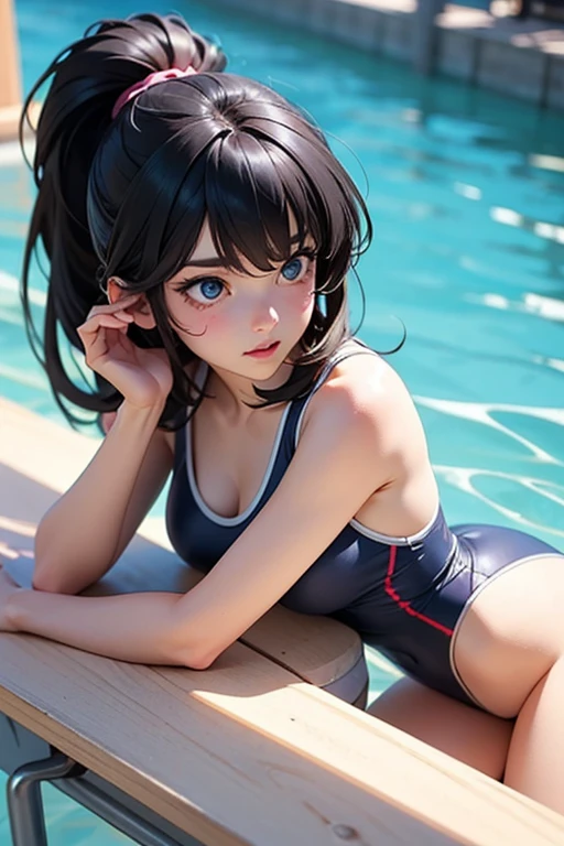(Tabletop.Highest quality).(Cowboy Shot). (Amazingly detailed CG paintings),(Perfect Image)、smile, smile, Comic Strip.shape.One Girl.Detailed face、Perfect Face.Delicate face、Textured skin、Black Hair.length、(Cat ear girl)Cat ear girl、((Beautiful Blue Eyes)).Delicate and beautiful eyes、The eyes are detailed、Reflective Eyes、Watery eye、smile.(Gazing at the audience:1.3).(My face got a little red:0.8)、8k wallpaper、(((Cowboy Shot)))、reflected light、Attention to detail、Complex、Delicate background、Textured skin、Detailed skin、Swimwear, ((カラフルなSwimwear)), リアリスティックなSwimwear, 質感のあるSwimwear, 超高精細なSwimwear, Realistic swimming pool, Realistic Ocean,