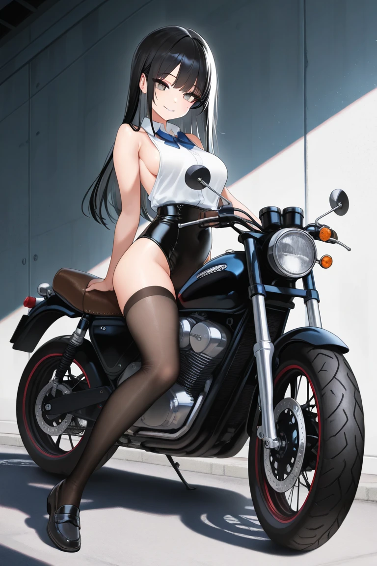 Maximum image quality, outstanding details, ultra high resolution, (Realism: 1.4), the best illustration, favor details, 1 very condensed girl, with a delicate and beautiful face, dressed in a black and green wick, wearing a mecha helmet, holding a directional controller, ride a motorcycle, the background is a high-tech lighting scene of the city of the future. Senran Kagura yumi 8K, Best Quality, (photorealistic:1.4), raw photo, (curved body), (curved thighs), (huge breasts, perky breasts:1.4),