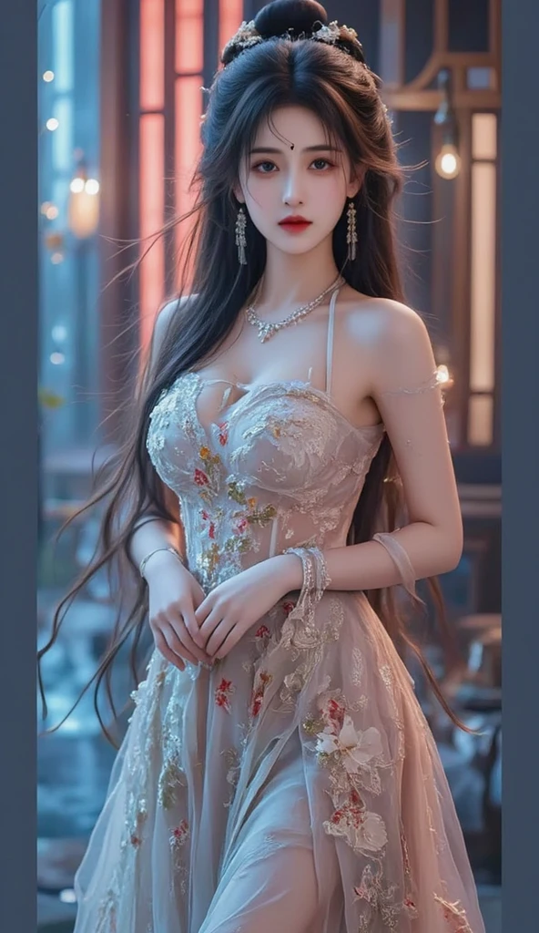 Masterpiece, Best Quality, (Real, Photorealistic:1.37), 8K, Very Delicate and Beautiful, Amazing, Fine Detail, Official Art, Absurdity, Incredibly Absurd, Huge File Size, Ultra Detailed, Very Detailed, Beautiful Detailed Girl, One Girl, (Perfect Female Figure), Full Body, Middle Chest,Neat