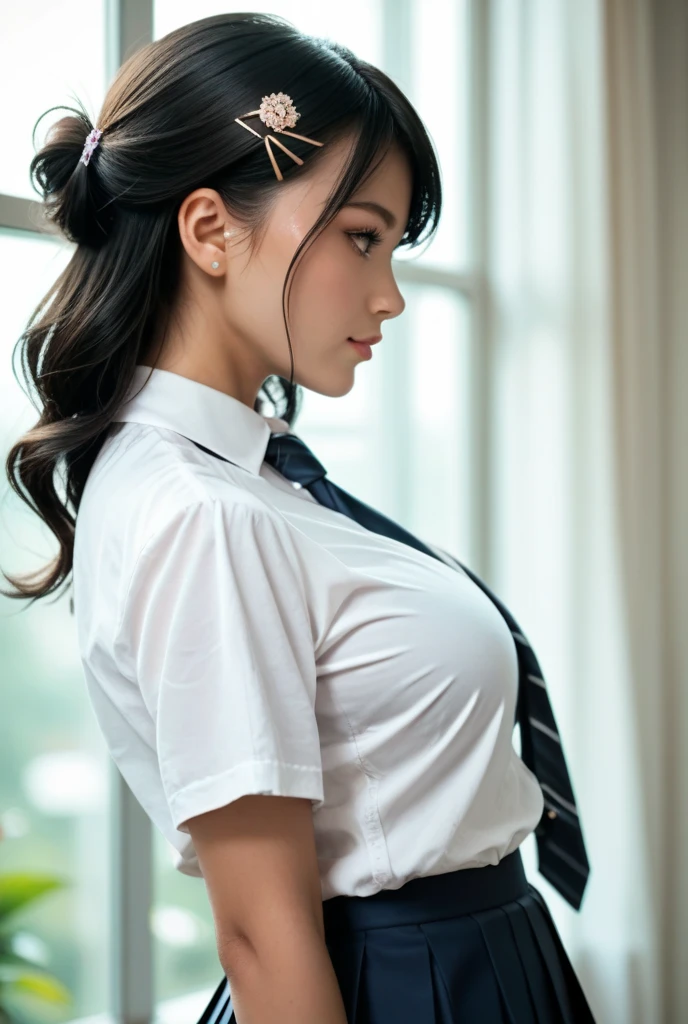 A young schoolgirl kisses her teacher,sehr erotisch,She wears a provocative school uniform and has a very pretty face and body