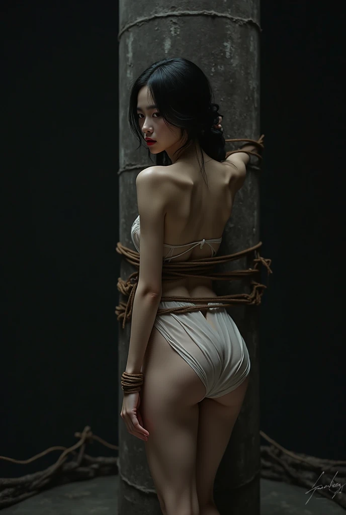 ((最高品質、8k、傑作:1.3))、雨降り、ソロ、1女の子、セクシー、強調されたスレンダー腹筋の美少女:1.4、(巨乳:1.2)、濡れた服:1.5、超詳細顔、詳細目、二重まぶた、黒髪、鼻にほくろ、破れた白い透けたレース下着、(ボディビルダー:1.5),See-through white micro string bread, ((Open legs in the Japanese road in Tokyo)) ,Moaning in pain, feeling pain, tears flowing, sore, crying in pain, bust botox, big breasts, bare lower body, no panties, Live ass), European youth, perfect body, open (perfect body, small ke), fashion photorealism, high definition sysie details, photography, sharpness, unique 850 4, koda850 k portrait camera, f1.6 lens, rich color, hyperrealistic texture, spectacular light texture, surreal art, Cinestil 800 fashion mechanism, frightened and crying, covered in tears, obeying pain, moaning in pain, grimaces of pain, - [ ] ((shibari)),((arm behind back)),(((fully tied up)))), ((pillory)),restrained, slave, belly short hair, BDSM, collar, from below, disdain