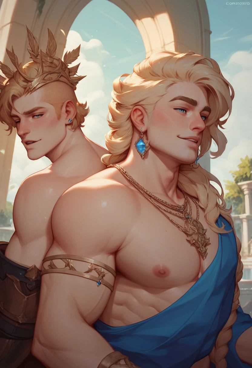 ((A group of young innocent male adults ancient greek warriors - one has blond curly hair, the others brown and dark hair and they have nice oily sun kissed skin)), NSFW, (they are out in the ancient greek seas returning home from naval battle), (((they are wearing traditional erotic greek attire))), (((lewd ancient male greek young warriors wearing a male classic erotic greek attire with their extra thick pubic hair visible and flaccid cocks))), ((ancient greek innocent yaoi orgy)), ((males with huge oiled pecs, butts and erect cock)),