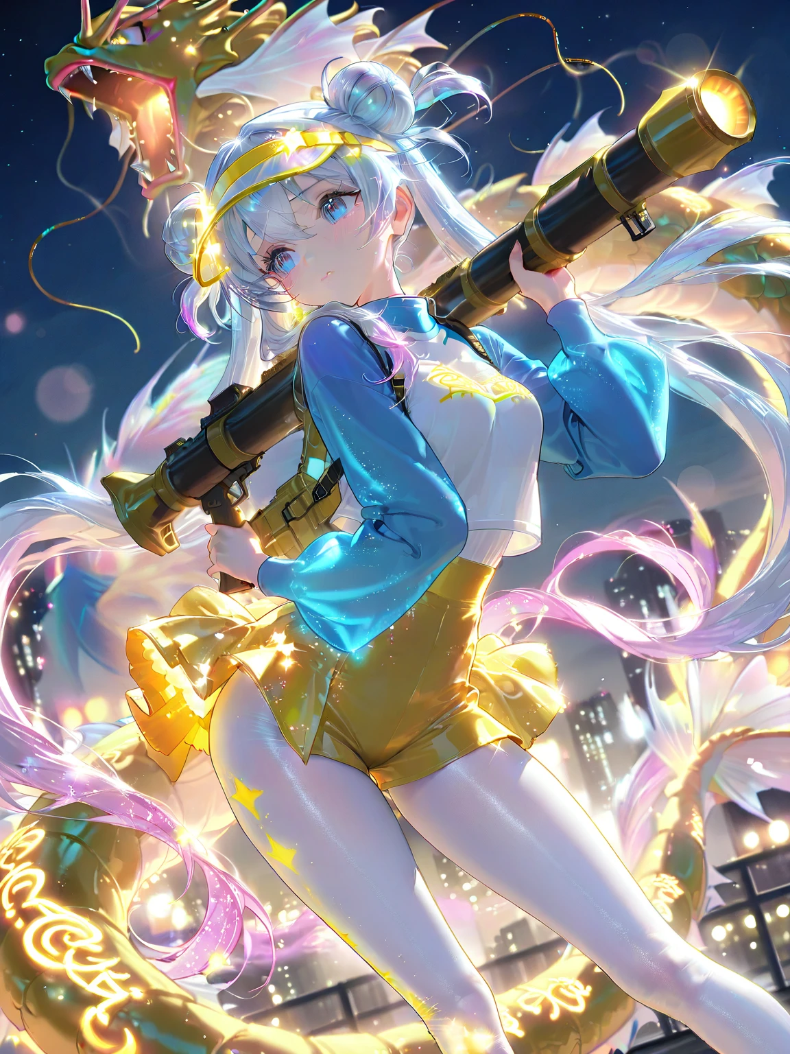 Visualize rockets streaking across the sky, leaving behind trails that morph into fractal vortexes, turning the night into a kaleidoscope of patriotic patterns. enormous tits, (full body:1.5)