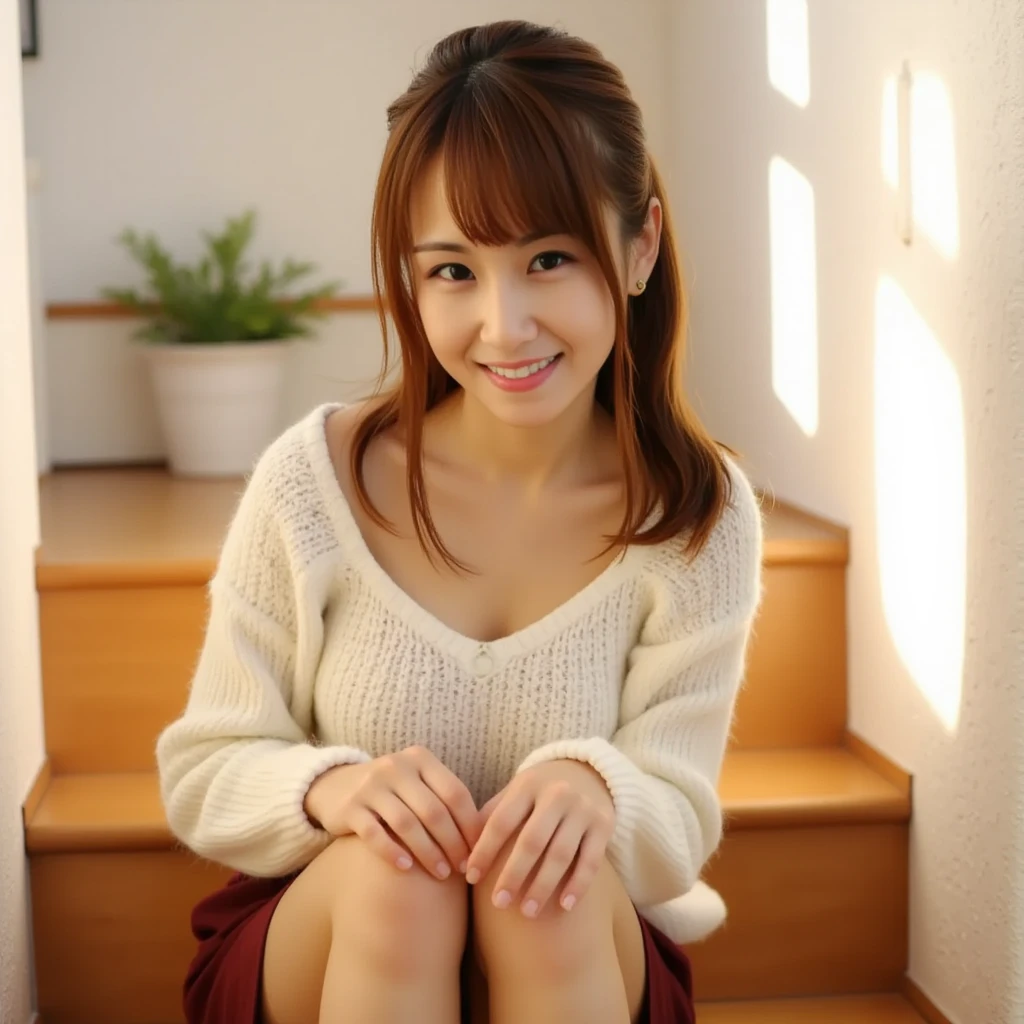(masterpiece, highest quality:1.2), One girl, one person、High quality and high quality。Beautiful Japanese women。8K resolution images。LoRA imagery dominates。She is a beautiful woman with a youthful face.。All shots are taken so that the whole body is visible, from the face to the shoes.。All of them are facing forward, with knees apart and standing on tiptoes as if squatting.。All of the photos were taken in public toilets and are directed at the camera.。Tongue sticking out from mouth。Have a slim figure with noticeable breast augmentation。Her eyes are large and have double eyelids and droopy eyes.。Her hair is in a smooth ponytail。All students were required to wear thick, long, plain white cardigans and pink dress shirts provided by the school.、Wearing plain white shorts。She wears thick, loose white socks that reach from her knees down to the soles of her feet.。She is wearing thick white knee-high socks that are folded sloppily.。