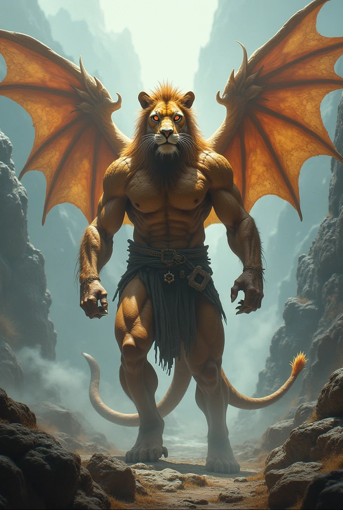 Bat animal mix lion bodybuilder hand mix wing