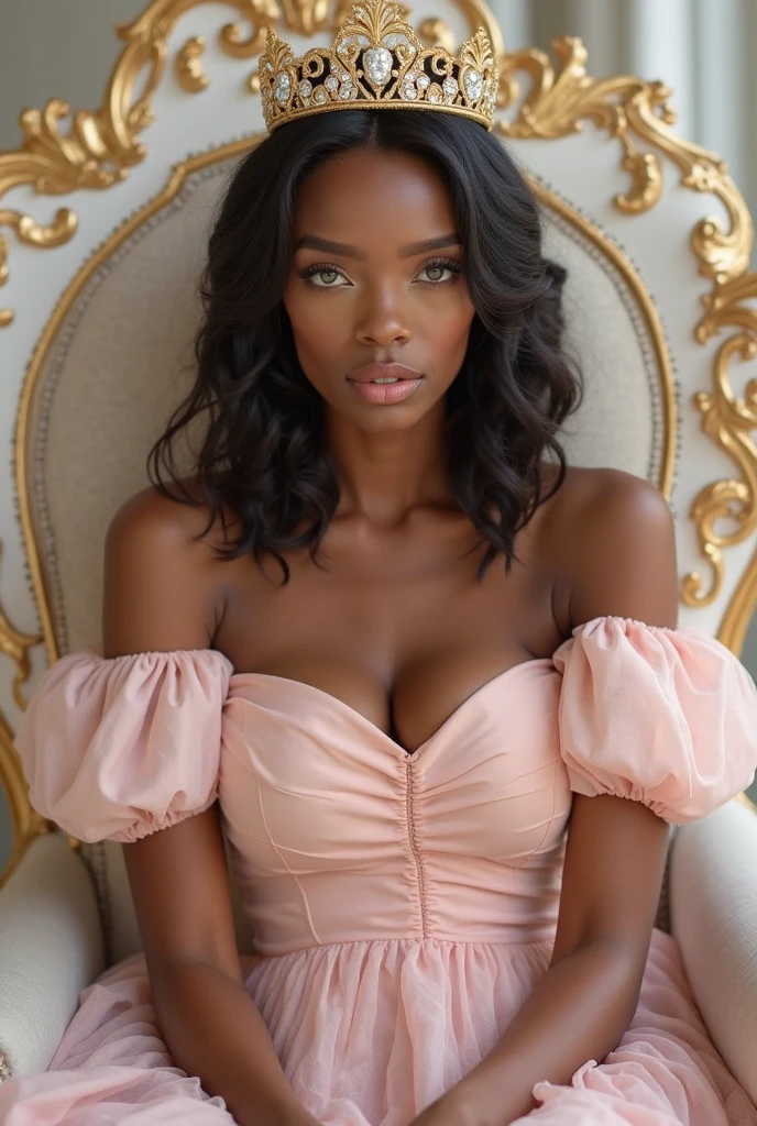 Create an image of a semi-nude black maid
