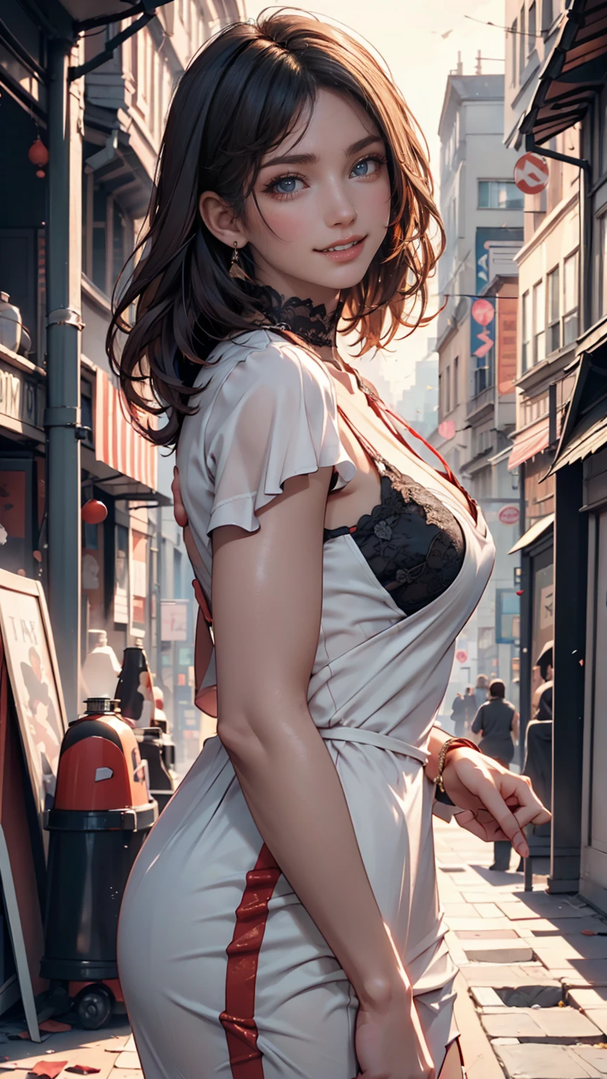 Short hair, outdoors, fair skin, messy hair, open mouth, Japanese woman, So cute, Soft and Face, Brown Hair, 8k resolution, Ultra-realistic, Super Definition, Soft Body Tight Ass Night, A cup small ((Highest resolution, 8k, masterpiece: 1.3)), Super Definition Face, Super Definition Lips, Beautiful Eyes, double eyelid