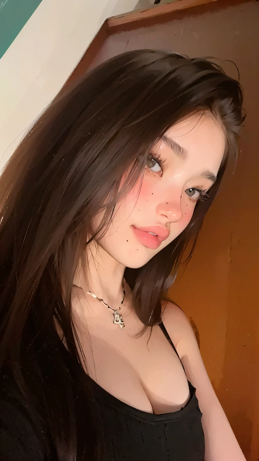 A closeup of a woman with long hair wearing a yellow bra, Retrato Demi Rose, Retrato de Demi Rose, Meio rosa, Retrato claro de Demi Rose, lindo rosto latino, Mulher mexicana bonita, Violeta Myers, cindy avelino, beleza de cair o queixo, Retrato Sophie Mudd, 18 anos, Modelo do Instagram, Beautiful Asian girl, gorgeous female jade tailor