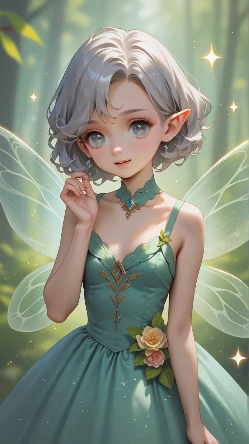 (masterpiece), fairy, light, green