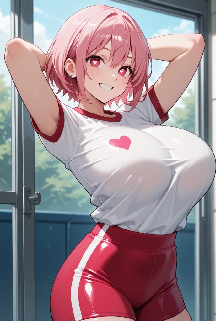 score_9, score_8_above, score_7_above, fountain_anime REST 1 girl, Alone, looking at the viewer, cowboy shot, detailed background, heroin x, stomach, belly button, unclothed, huge breasts, under the chest, BOOB LATERAL, playa, ocean, sunlight, water drop, heart hands, porn, hentai