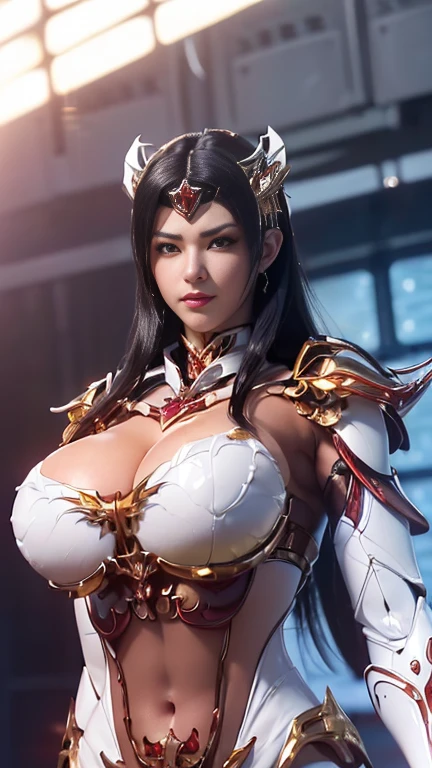 TEKKEN_REINA, CLOSE UP UPPER BODY,SOLO, COWBOY SHOT, ((EVIL DRAGON MECHA HORN,)), (GIGANTIC IMPLANTS BREASTS,CLEAVAGE TOP,11 LINE ABS:1.5), ((WEARING OUTFIT MECHA GOLDEN CRIMSON BLUE EVIL DRAGON MICRO BIKINI ARMOR:1.5)), (MUSCULAR THICK BODY:1.5), (CLEAN GLOSSY BODYSKIN:1.5), (LOOKING AT VIEWER:1.6), (BACKGROUND FUTURISTIC SPACE STATION:1), (PHOTOREALSITIC:1.4), (ULTRA-DETAILLIERT), (TOP-QUALITY), (BEST SHADOWS), BRIGHT LIGHT IN ROOM, HYPER TEXTURE, (4X MSAA), ((UNREAL ENGINE 5 RENDER)), (NEON), PHYSICALLY-BASED RENDERING, ULTRA HIGHT DEFINITION, 16K, 1080P.
